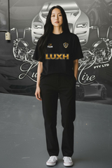 Women's LH Team Oversize Black Tee Gold Logo